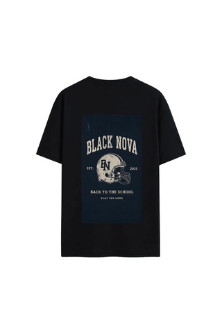 Black Nova Oversize Baskılı Unisex Tişört Nova Football Black Siyah