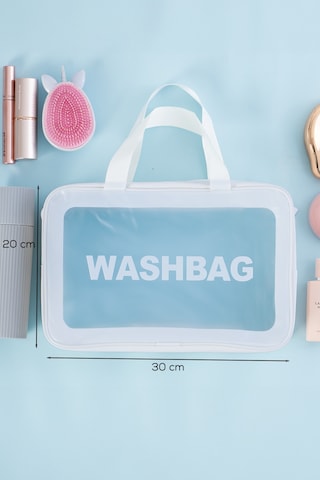 Porsima 3142-1 Şeffaf - Beyaz Seyahat Ve Makyaj Çantası Su Geçirmez Organizer Washbag 20x30cm