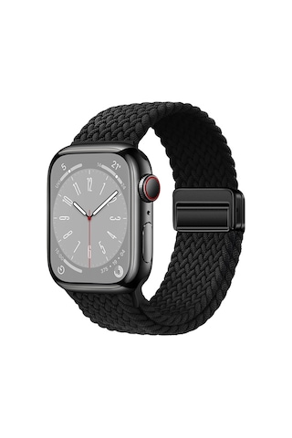 Watch 44mm Mkst Krd-134 Örgü Tasarımlı Hasır Kordon Strap Kayış - Siyah