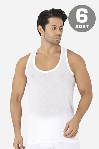6'lı Paket Beyaz Erkek Fileli Atlet Pamuklu Delikli Yazlık Erkek Atlet Beyaz