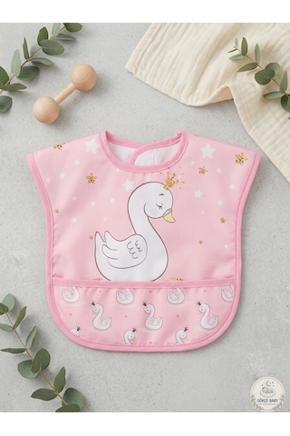 Set Kısa Kollu Bağlamalı Ayarlanabilir Sıvı Geçirmez Aktivite ve Mama Önlüğü Kuğu & Sevimli Ayıcıklı Çok Renkli 2'li