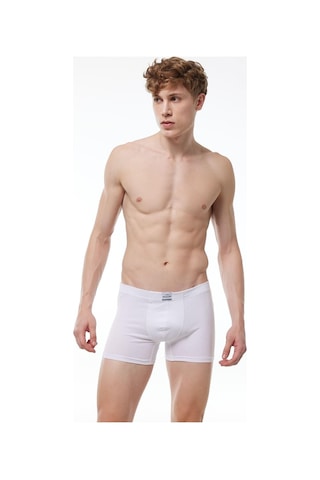 Malabadi 074 Erkek Likralı Boxer-Beyaz