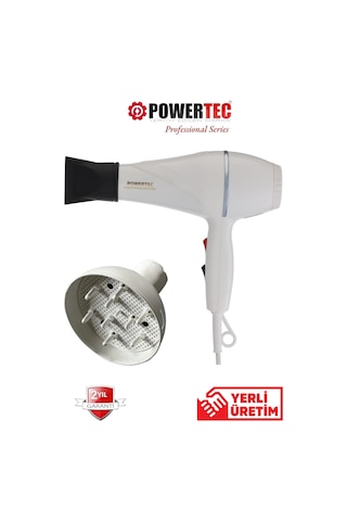 Powertec TR501 + Başlıklı 2500 W Profesyonel Saç Kurutma ve Fön Makinesi + Vigo