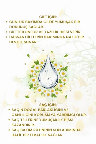Papatya Suyu 100 Ml Yatıştırıcı Cilt & Aydınlatıcı Saç Toniği Hidrosol