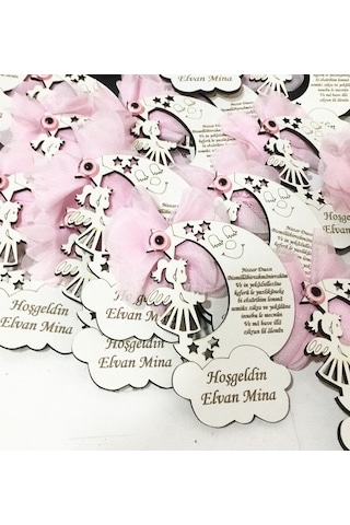 Estölye Ahşap Veya Pleksi Nazardualı Aydede Ve Kız Bebek Figürlü Magnet