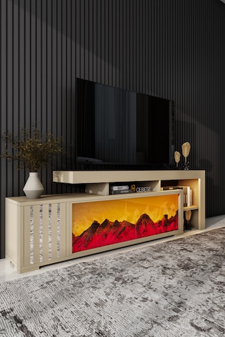 Dekoratif Yapay Şömine Ve Tv Ünitesi 160 Cm X 52 Cm ,kumandalı