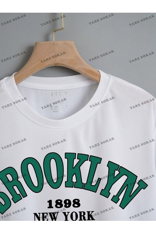 Flood Of Style Crop Ckod-232913 Harf Grafikli Beyaz