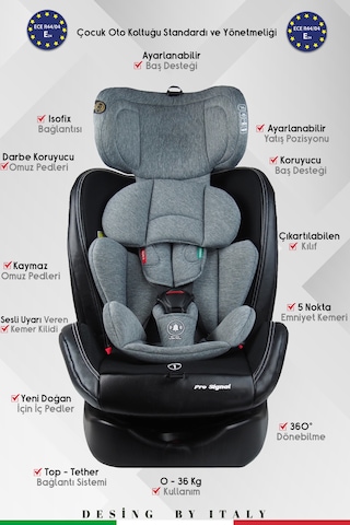 Prego Profix Pro Signal 360  Derece Dönebilen Isofixli 0-36 KG Oto Koltuğu