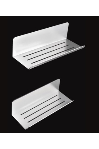 Deltahome Paslanmaz Çelik 2 Adet 24cm Duş Rafı Yapışkanlı Kolay Montaj / Paslanmaz Çelik 304 Kalite - Inox Çok Renkli