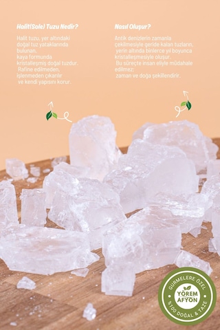 Yörem Afyon Doğanın Yer Altındaki Sessiz Gücü Kristal Yüksek Mineralli Saf Halit Tuzu Sole Tuzu 1200gr.