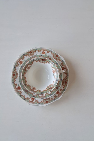 Sütlü Kahve Rengi Antika Çay Fincanı Seti 3 Parça Sütlükahve