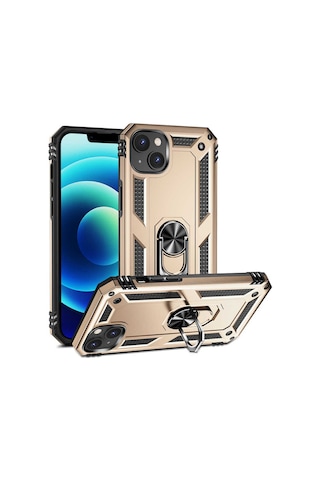 Apple Uyumlu iPhone 14 Kılıf Kamera Koruyucu Manyetik Standlı Tank Koruma Kılıfist Siyah