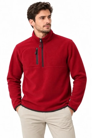 Butik İstanbul Erkek Polar Dik Yaka Yarım Fermuarlı Fermuarlı Göğüs Cepli Regular Fit Kışlık Sweatshirt - Bordo