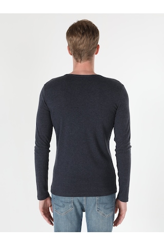 Colin's Colins Slim Fit Placket Neck Erkek Mavi Uzun Kol Tişört Cl1022847 001