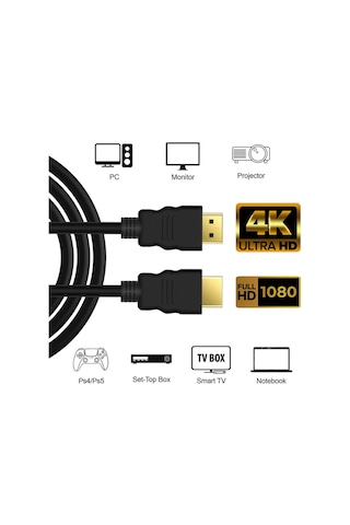 Hdmi Kablo 4K 3D Ağ Destekli 60Hz 18G Bps Ultra HD - 50cm