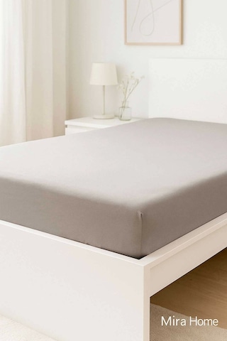 Tek Kişilik Düz Penye %100 Pamuklu Lastikli Çarşaf 100x200 Cm Newsheet Gri Çok Renkli