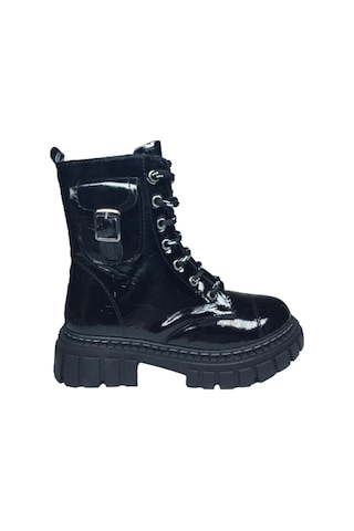 Ortopedikal Turkuaz Filet % 100 Deri Ortopedik Kız Çocuk Bot Parlak Siyah