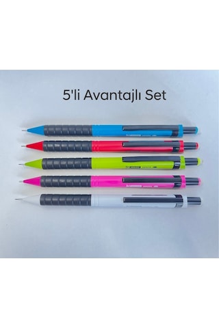 Mikro Mp404 Karışık Renk 0.5 Uçlu Silgili Versatil Kurşun Kalem 5 Li Set Çok Renkli