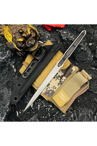 Mufunye Dış Mekan Taktik Gizli Savunma Bıçağı - Tam Kemiği Antenli Kaymaz Korkuluk, Kamp Avcılar İçin Çok Amaçlı Beyaz