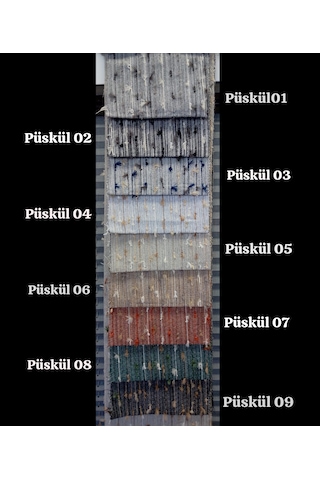 As Perde İthal Püskül Fon Perde 9 Renk Çok Renkli