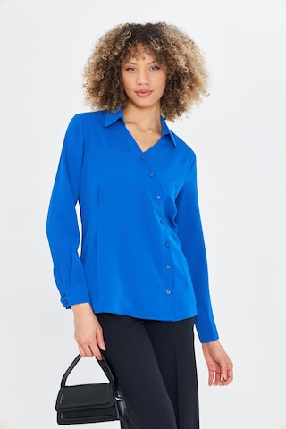 Asimetrik Pile Detay Gömlek Saks Saks