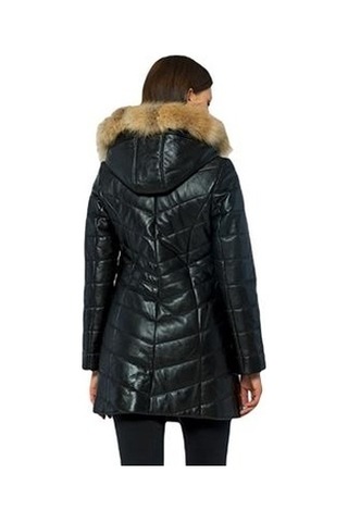 Basics&more Kadın Kürklü Kapüşonlu Deri Ceket Bdr020 001