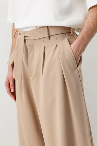 Vamos Barrel Fit Tailored Fit Kemerli Pantolon Bej