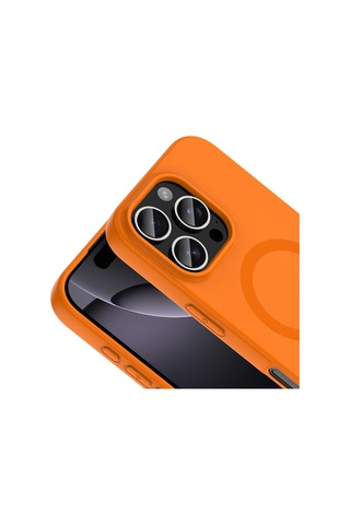 Apple iPhone Uyumlu 16 Pro Max Kılıf M-safe Şarj Özellikli Zore Aris Silikon Kapak - Turuncu