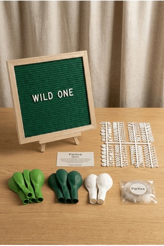 Safari Jungle Doğum Günü Süsleme Mini Set Keçe Yazı Panosu Standlı Balon Zincirli Çocuk
