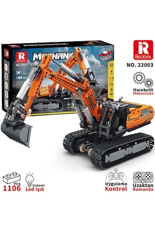 Reobrix Technic 22003 Excavator Kazıcı Kumanda&motorlu Yaratıcı Yapı Blok Seti Building Blocks - 1106 Parça
