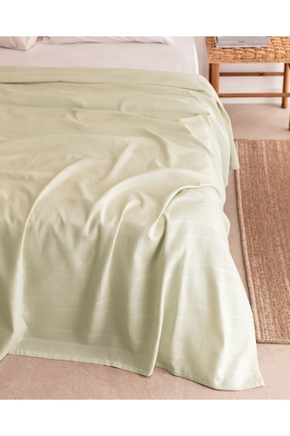 Mathilda King Size %100 Pamuk Karde Düz Pike - Mint Yeşili 8684427199206 Yeşil