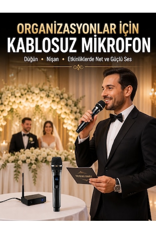 Yeni Nesil Kablosuz El Mikrofonu Seti Dijital Ekranlı Çift Mikrofonlu