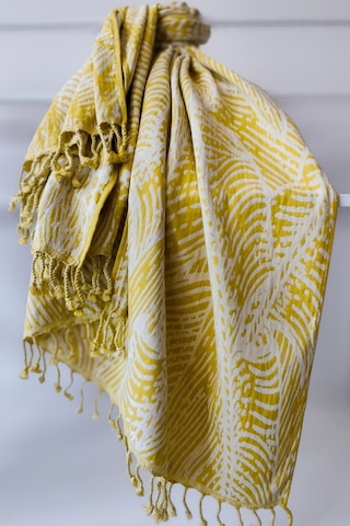 Jakarlı Müslin Peştemal-yaprak Desen-90x170 Cm Hardal Hardal