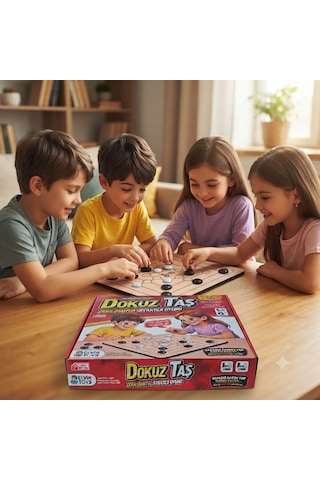 Ahşap Dokuz Taş Oyunu Kırmızı