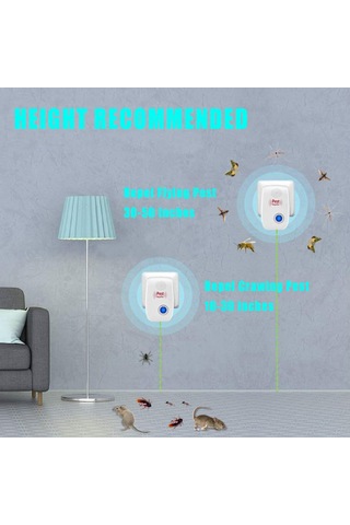 Yifomall 6'lı Paket Abs Ultrasonik Kovucu - 800-1200 Ft² Kaplama, 4-6w, Ac 90-250v, Mavi Işık, Uzun Avrupa Şarjı İç Kullanım Beyaz