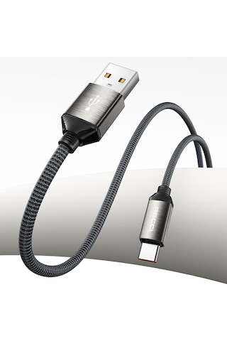 Recci Rs35c Usb-a To Type-c Örgü Tasarımlı Hızlı Şarj Özellikli Data Ve Şarj Kablosu 1m Gri