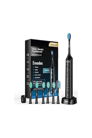 7magıc Knight Blue Sessiz Sonic Elektrikli Diş Fırçası 5 Modlu 40000 Vpm 90 Gün Şarjlı Antrasit