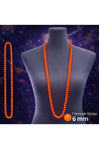 Neon Turuncu Boncuk Kolye 80 Cm Retro 80 Ler 90 Lar Parti Aksesuarı " 95886308