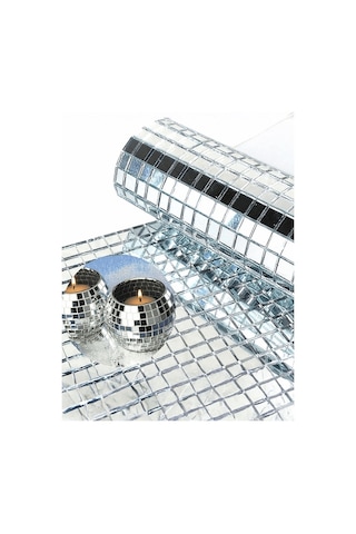 Büro Ev Ofis Etkinik Dekoru İçin 30x30cm Yapışkanlı Kare Silver Cam Mozaik Fayans Aynalı Dekor Panel