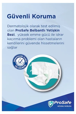 Prosafe Belbantlı Medium Büyük Boy Hasta Bezi 90 Adet 3x30 Paket M