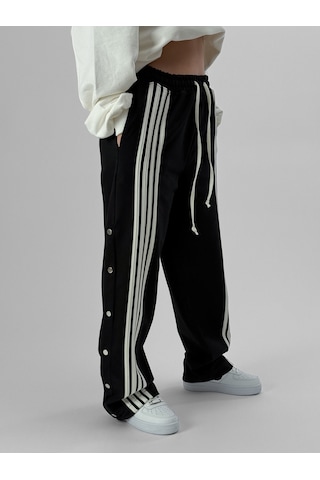 Cocopelli Kadın Şeritli Siyah Baggy Pantolon Coc1078 Siyah