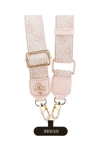 Guess Lisanslı 4g Desen Ve Metal Logolu Çapraz Vücut Telefon Askı Kayışı 150cm Pembe Pembe