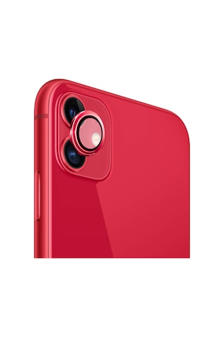 Safeus Safir Temperli Kamera Lens Koruyucu, Apple Uyumlu iPhone 11 İle Kırmızı