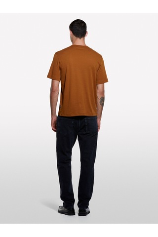 %100 Pamuk Nervürlü Bisiklet Yaka T-shirt Erkek Kahverengi T-shirt - 325a3ynvs104q Kahverengi