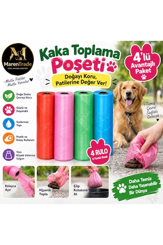 4 Lü Kaka Torbası Seti Dayanıklı & Sızdırmaz Köpek Dışkı Poşeti Renkli Rulo Paket 4 Lü Kaka Torbası Seti Dayanıklı & Sızdırmaz Köpek Dışkı Poşeti Renkli Rulo Paket