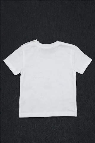 Kız Bebek Beyaz Monna Rosa Esneyen Ayıcık Detaylı Yazlık Tişört Beyaz