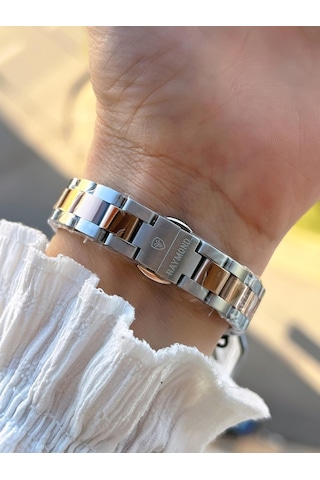 Raymond 2 Yıl Garantili Çelik Kasa Ve Kordon Kararma Renk Atma Yapmaz 5 Atm Kadın Kol Saati 611821.3 Rose Gold - Gümüş