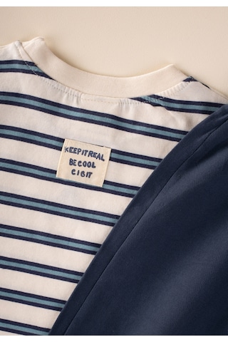 Cigit Oversize T-shirt Geniş Kesim Pantolon Takım 2-10 Yaş Lacivert Çizgili