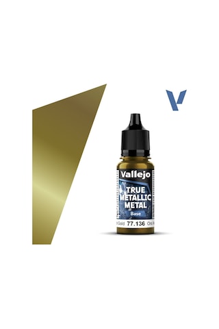 Vallejo 77136 18 Ml. Greenish Gold, Base, True Metallic Metal Tmm Serisi Model Boyası Renkli