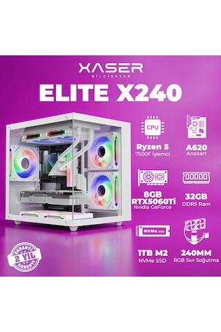 Xaser Elite X240 R-5 7500f 32 GB   1 TB M.2 Nvme  SSD 8 GB Rtx5060 Ti Free Dos Masaüstü Oyuncu Bilgisayarı